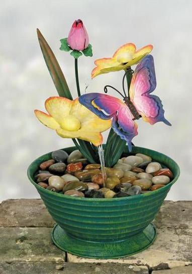 Butterfly Metal Multi Color Flower Fountain - DiFranz GiftsWater FountainCoynes