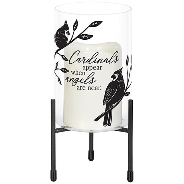 "Cardinals Appear" Glass Hurricane - DiFranz GiftsCandleCarson