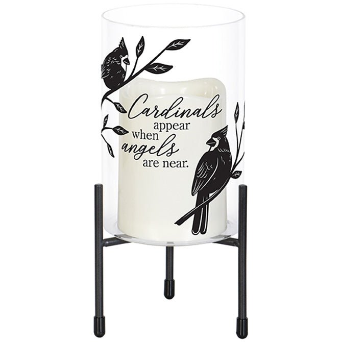 "Cardinals Appear" Glass Hurricane - DiFranz Gifts