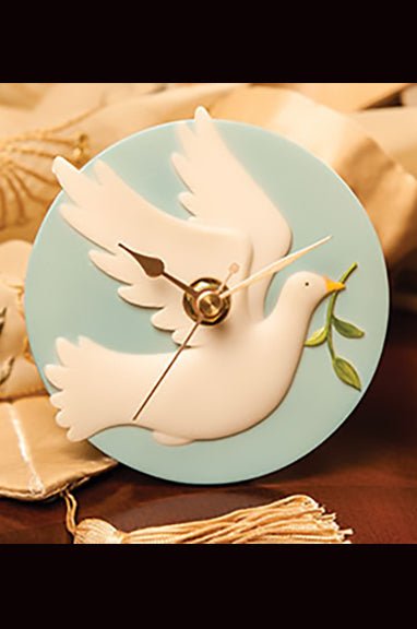 Dove with Olive Branch Flower Time Clock - DiFranz GiftsClockibis and orchid