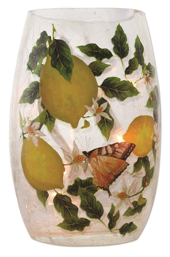 Fresh Lemons And Butterfly I Stony Creek Lighted Small Vase - DiFranz GiftsLighted VaseStony Creek