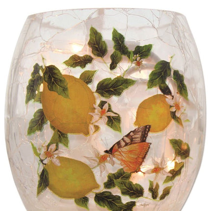 Fresh Lemons And Butterfly I Votive Stony Creek Small Lighted Vase - DiFranz GiftsLighted VaseStony Creek