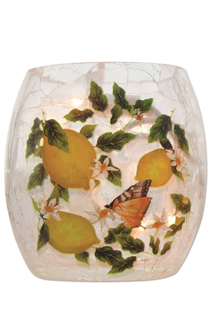 Fresh Lemons And Butterfly I Votive Stony Creek Small Lighted Vase - DiFranz GiftsLighted VaseStony Creek
