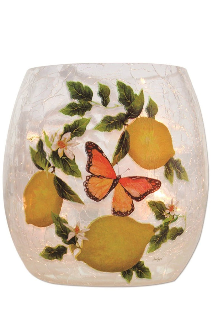 Fresh Lemons And Butterfly II Votive Stony Creek Small Lighted Vase - DiFranz GiftsLighted VaseStony Creek
