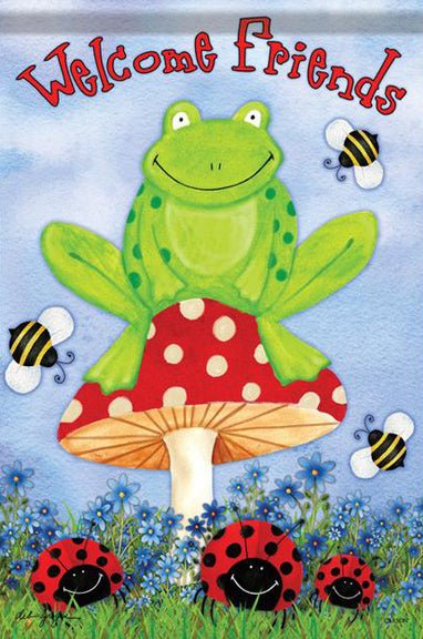 Frog on Toadstool Garden Flag DuraSoft™ Garden Flag