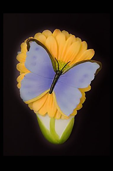 Ibis & Orchid Blue Butterfly & Gerber Daisy Magnet - DiFranz GiftsMagnetibis and orchid