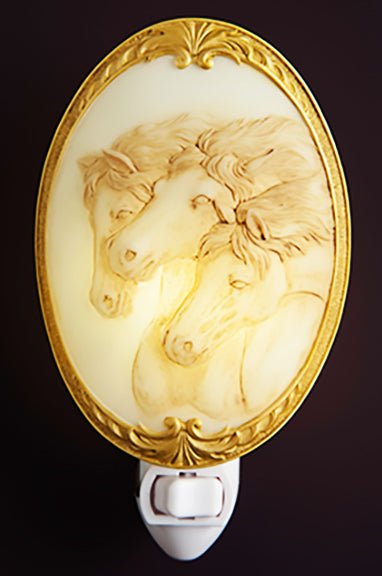 Marble Running Horses Ibis & Orchid Night Light - DiFranz GiftsNight Lightibis and orchid