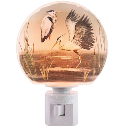 Marsh Herons Round Orb Night Light - DiFranz GiftsLighted VaseStony Creek