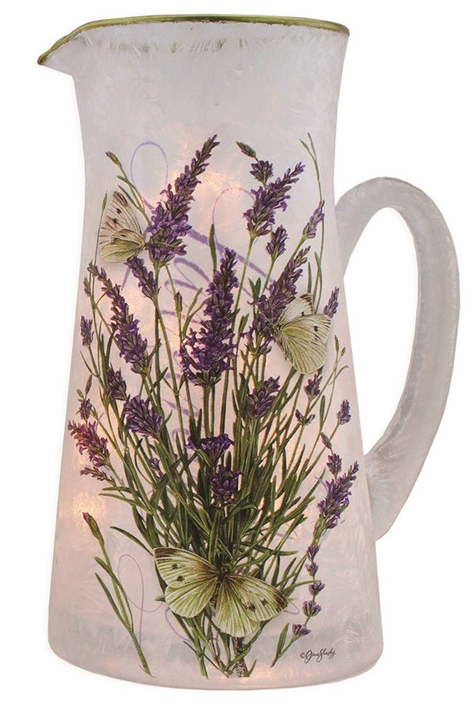 Stony Creek Butterflies and Lavender Lighted Glass Pitcher - DiFranz GiftsLighted VaseStony Creek