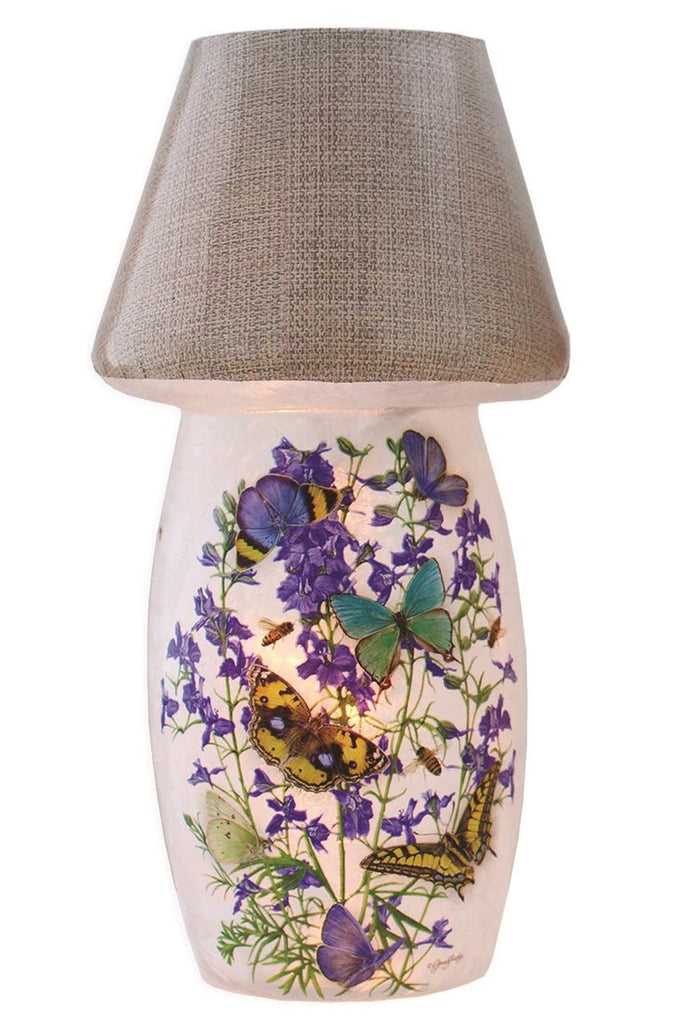 Stony Creek Butterflies and Purple Flowers Lighted Vase With Shade - DiFranz GiftsLighted VaseStony Creek