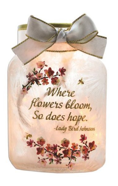 Stony Creek Flowers Glass Jar w/Bow - DiFranz GiftsLighted VaseStony Creek