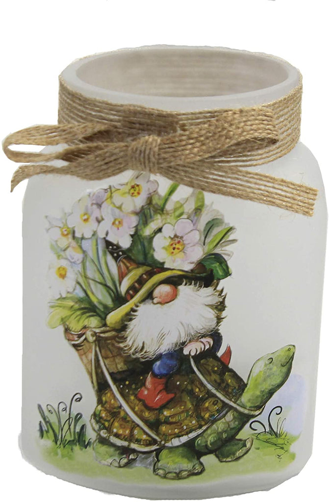 Stony Creek Garden Gnome Riding Turtle Pre Lit Small Jar - DiFranz GiftsStony Creek