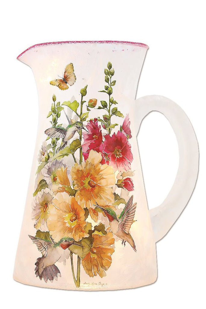 Stony Creek HollyHocks I Lighted Glass Pitcher - DiFranz GiftsLighted VaseStony Creek