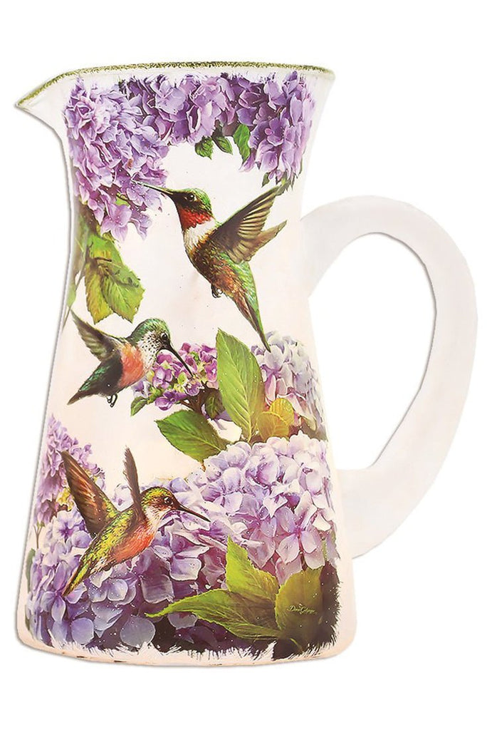 Stony Creek Hydrangea Hummers I Lighted Glass Pitcher - DiFranz GiftsLighted VaseStony Creek