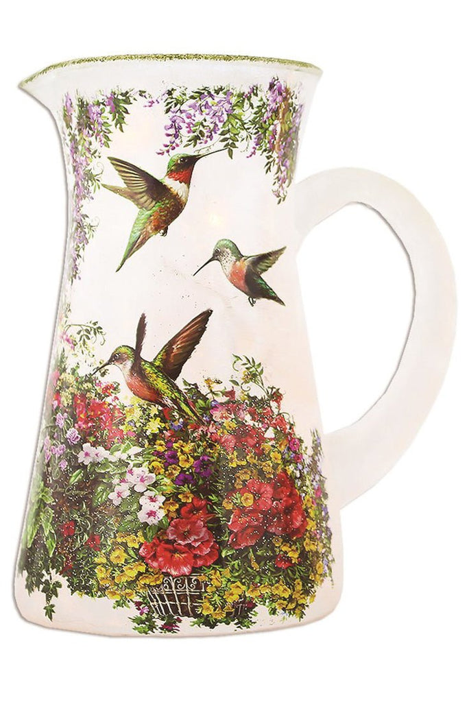 Stony Creek Hydrangea Hummers II Lighted Glass Pitcher - DiFranz GiftsLighted VaseStony Creek