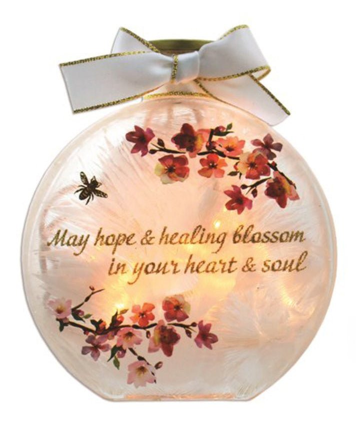 Stony Creek May Hope And Healing Blossom Pre - Lit Round Jar w/ Ribbon - DiFranz GiftsLighted VaseStony Creek