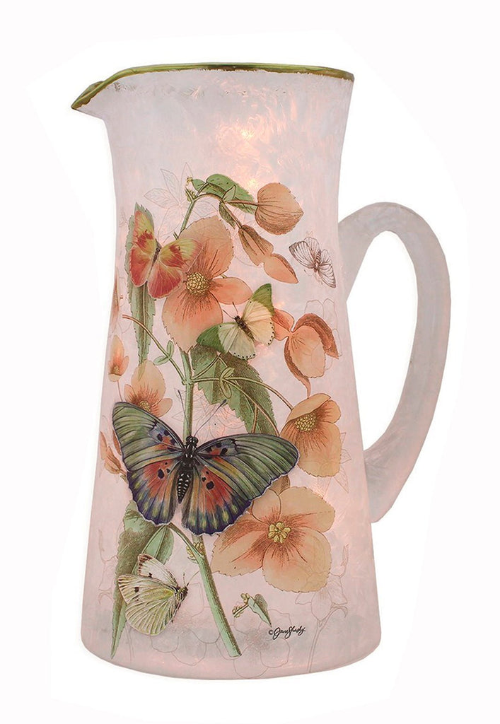 Stony Creek Soft Sage Butterflies Lighted Glass Pitcher - DiFranz GiftsLighted VaseStony Creek