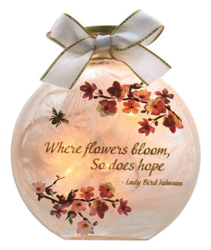 Stony Creek Where Flowers Blossom Pre - Lit Round Jar w/ Ribbon - DiFranz GiftsLighted VaseStony Creek