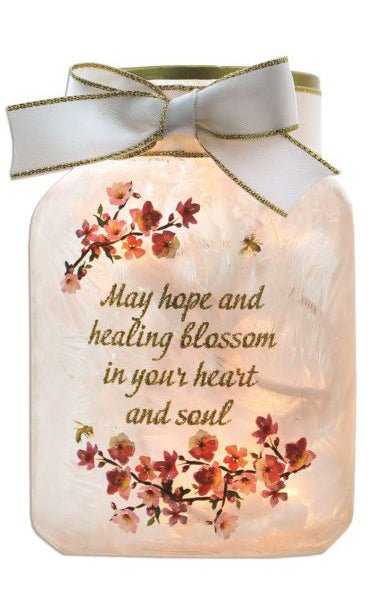 Stony Creek Where Hope Blooms Glass Jar w/Bow - DiFranz GiftsLighted VaseStony Creek