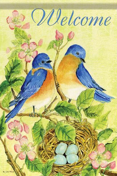 Watercolor Bluebirds Garden DuraSoft™ Garden Flag - DiFranz GiftsFlagCarson