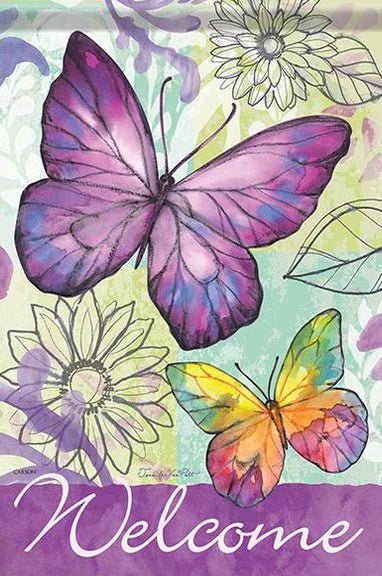 Watercolor Butterflies Garden Flag - DiFranz GiftsFlagCarson